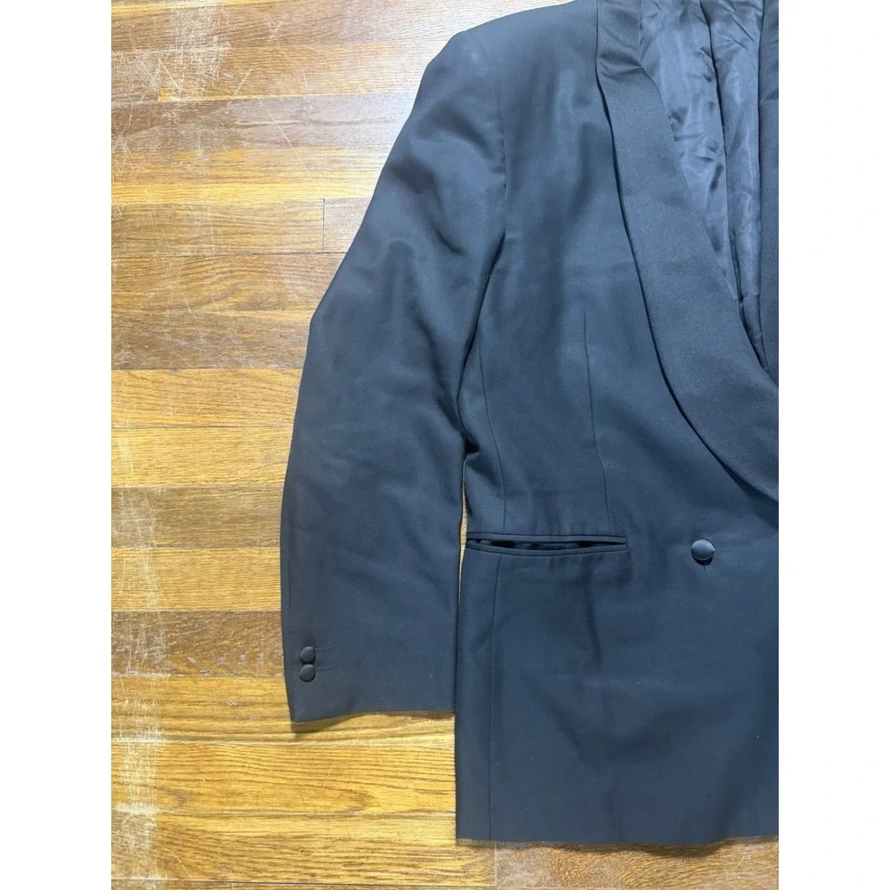 Vintage Canali Tuxedo Wool Peak Satin Lapel Black 1-Button Blazer Jacket 52R